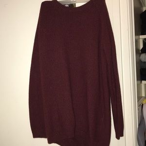 chunky maroon crew neck sweater